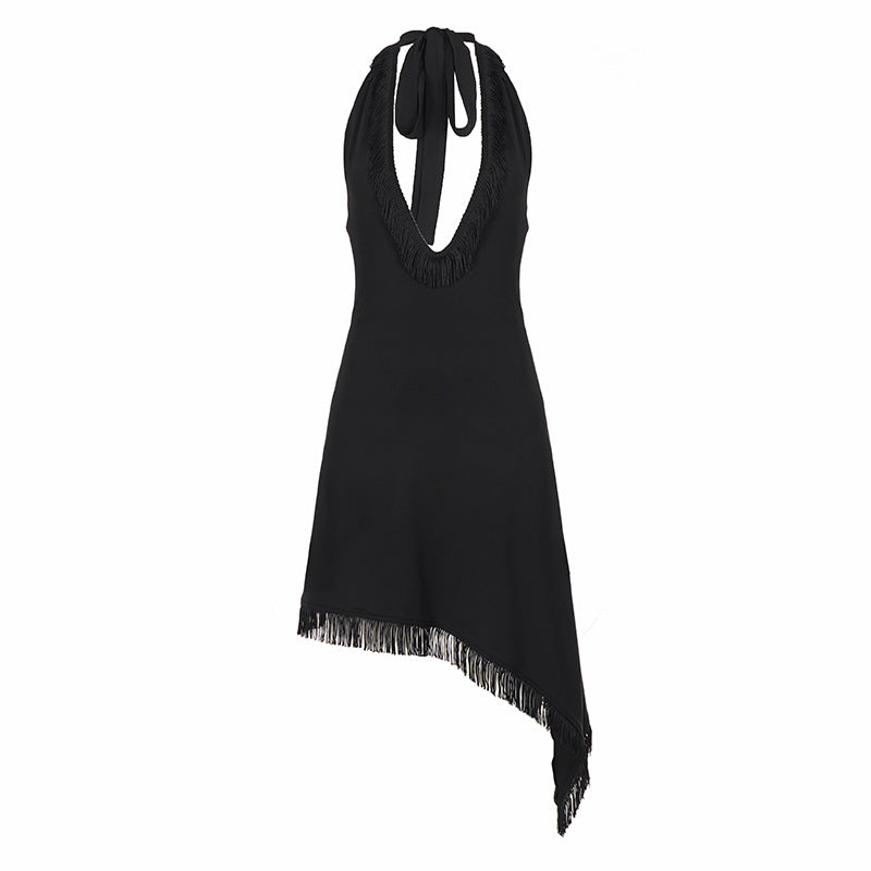Vestido negro mujer escote en V