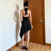 Vestido negro mujer escote en V