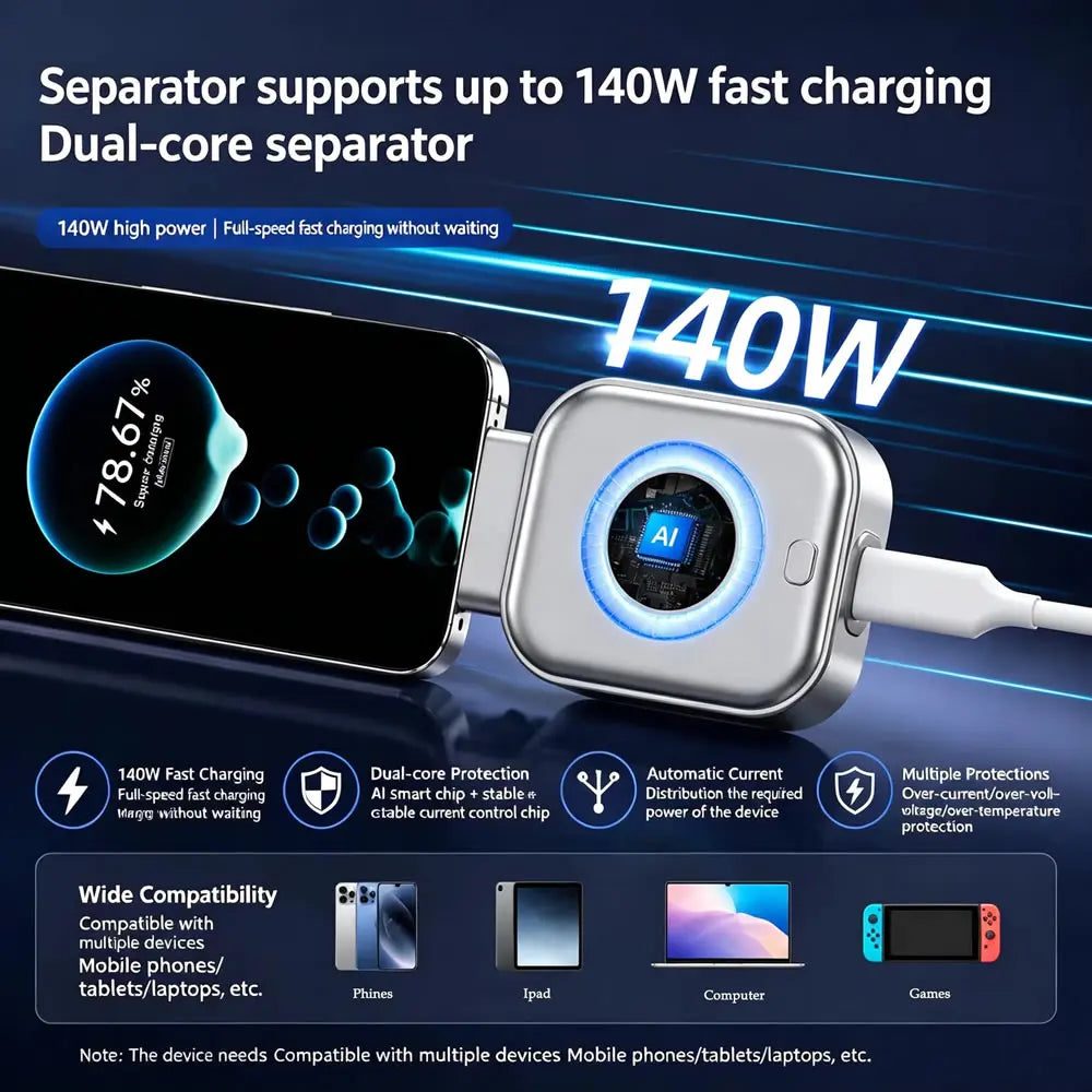 Adaptador USB-C Inteligente - Corta la carga solo al 100% para no estropear la batería